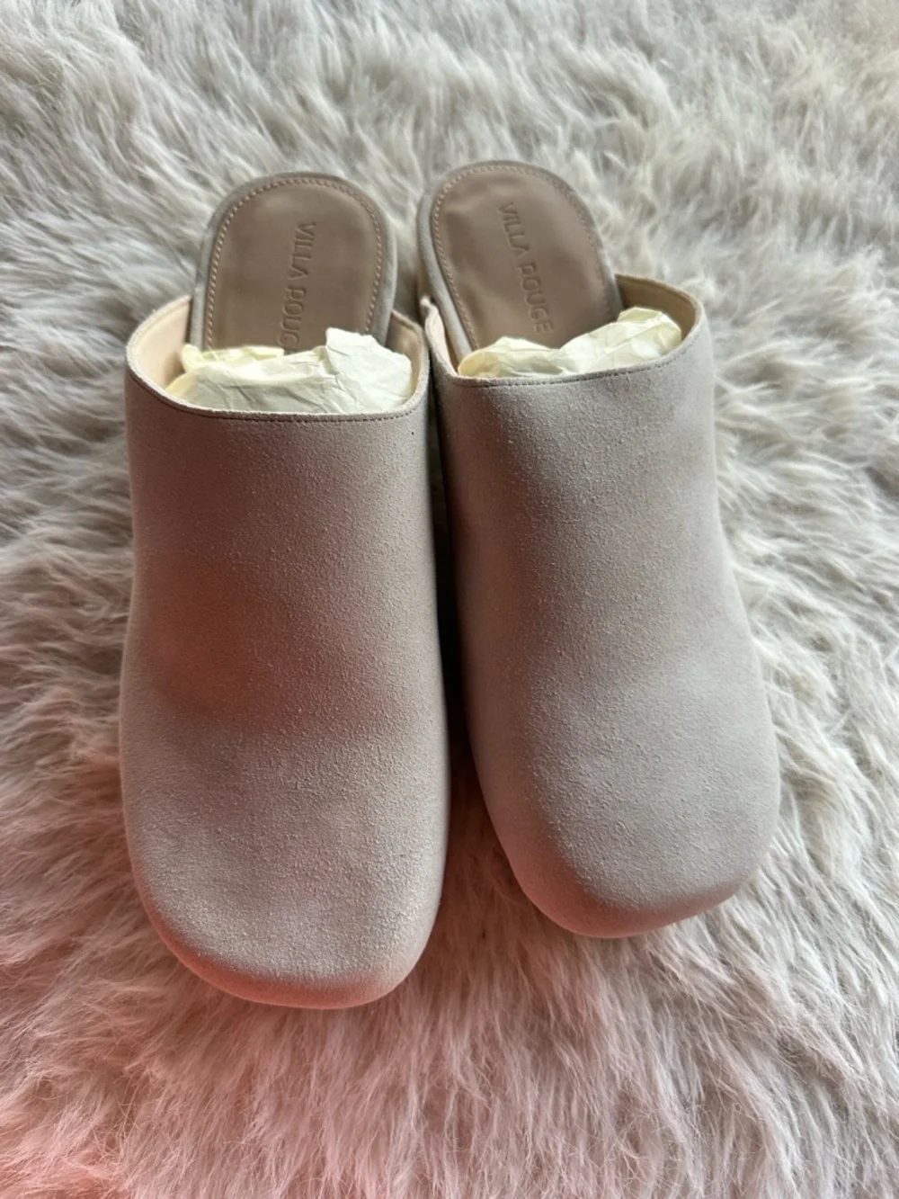 Villa Rouge Valencia Minimalist Light Grey mules Suede Slip-On Clog - Picture 9 of 16